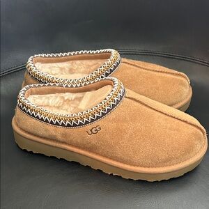 UGG Chestnut Suede Shearling Slip-On Mules